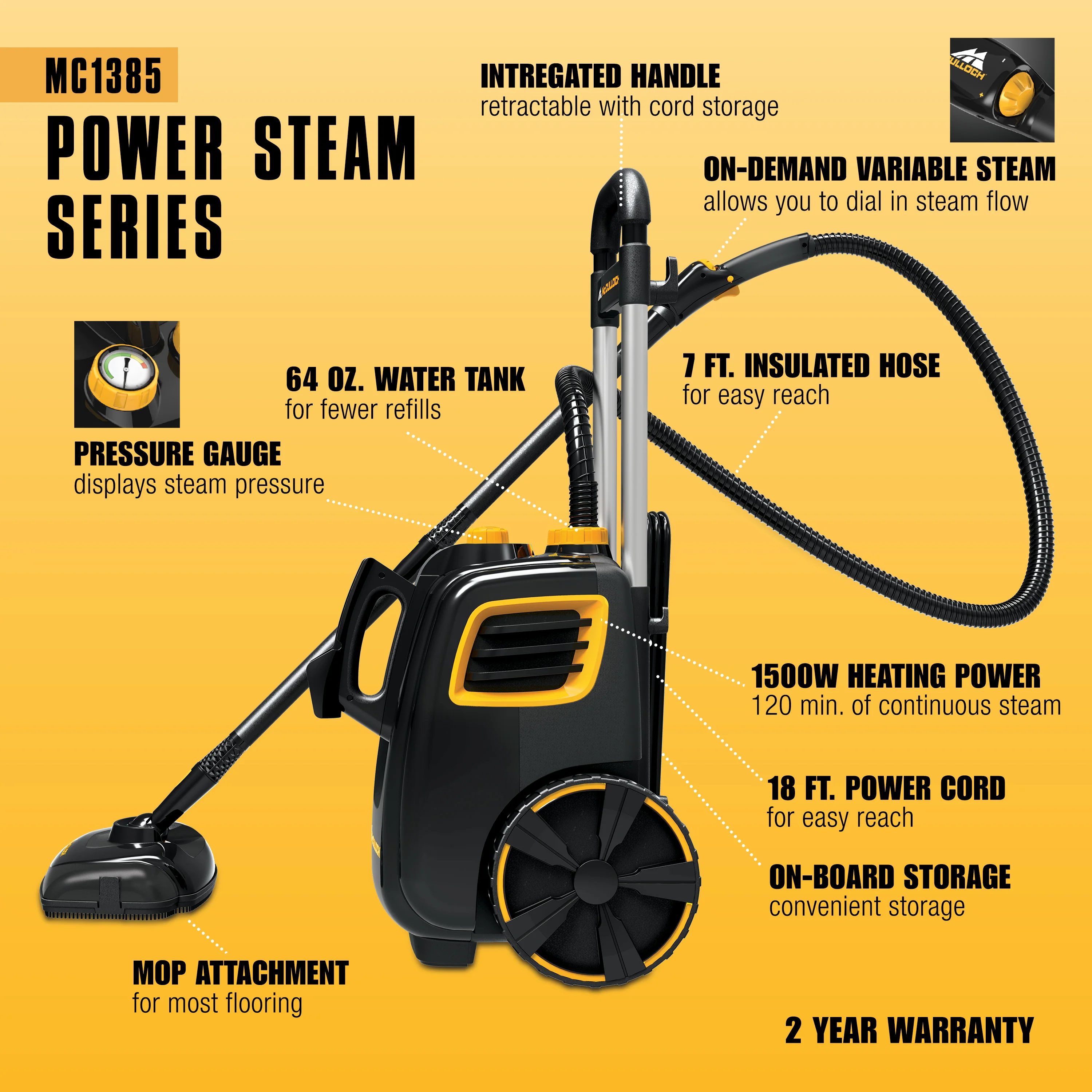 MC1385 Deluxe Canister Steam Cleaner - Image 4